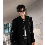 高级感立领风西装外套男秋季休闲新中式钉珠西服409-5621-P118，男装西服套装，星座409(原A307）