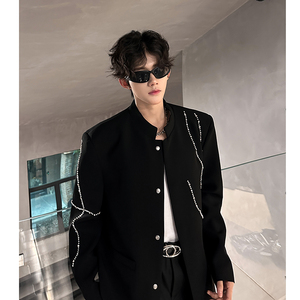 高级感立领风西装外套男秋季休闲新中式钉珠西服409-5621-P118图片