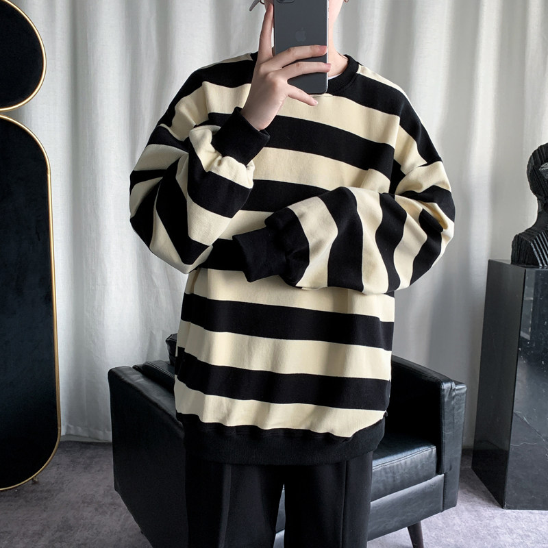 男生卫衣韩版潮流撞色条纹外套宽松长袖上衣服XZ404-2-TW05-p55,男装卫衣,星座409(原A307）