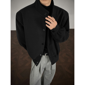 立领保暖加厚短款呢料外套男冬季夹棉大衣夹克棉服 409-5631-P108图片