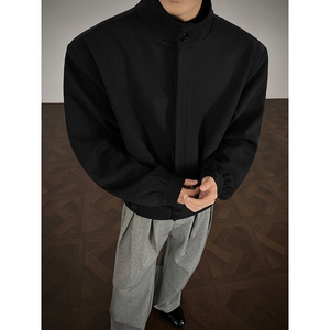 立领保暖加厚短款呢料外套男冬季夹棉大衣夹克棉服 409-5631-P108图片