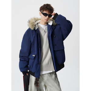 冬季加厚毛领可拆卸连帽派克服棉服男美式工装棉袄 409-J230-P128图片
