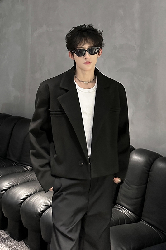 秋冬款短款西装呢子外套男高级感轻奢毛呢垫肩西服409-5610-P108，男装西服套装，星座409(原A307）