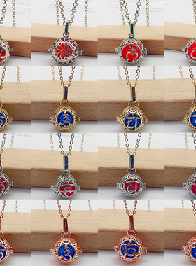 古风镂空打开瑜伽符号精油项链