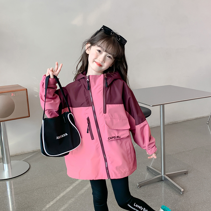 【小梨专享】女童冲锋衣春秋2025新款洋气连帽衣服外套DY11741