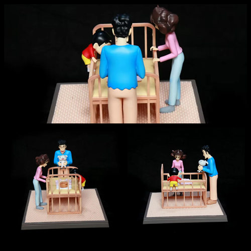 蜡笔小新 全家福 野原新之助美冴广志小白 小葵的诞生 手办摆件