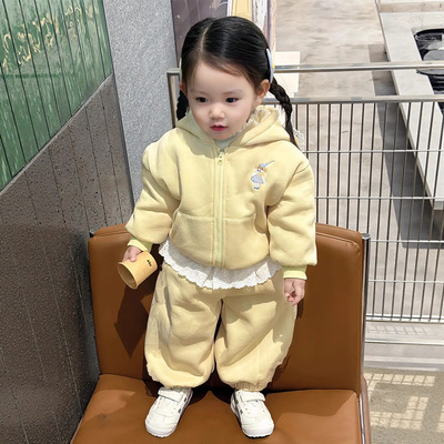 女童套装秋冬款卫衣卫裤加绒保暖