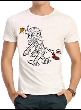 Mummy T-shirt Q版 木乃伊 T恤 欧美潮流T恤 白色 创意木乃伊 T恤