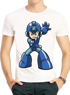 洛克人T恤 80后游戏短袖 白色宽松小孩大人衣服 Rockman T-shirt
