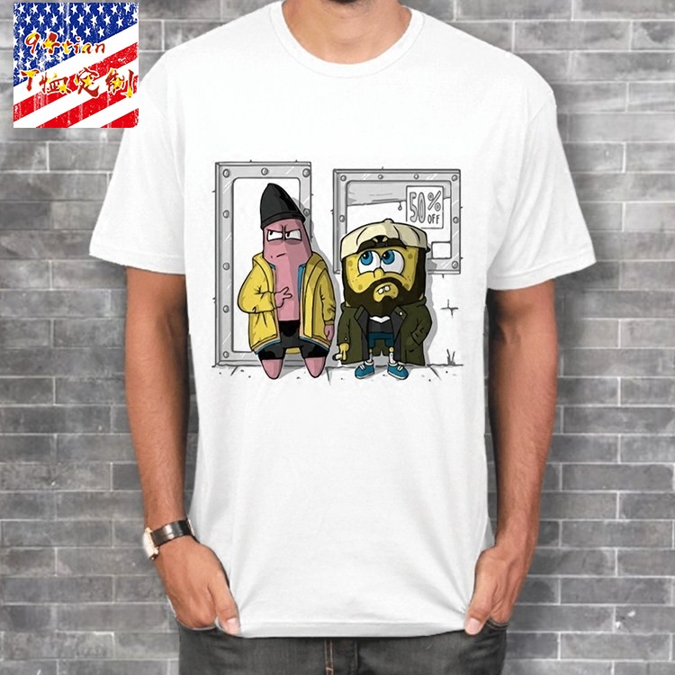 卡通搞笑恶搞海绵宝宝t恤男休闲百搭Spongebob mashup印花短袖T恤