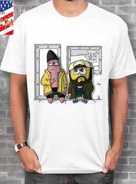 卡通搞笑恶搞海绵宝宝t恤男休闲百搭Spongebob mashup印花短袖T恤