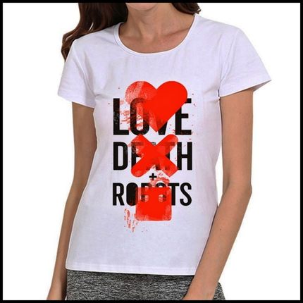 爱 死亡和机器人 T恤 女式 白色 T恤 Love Death Robots t-shirt