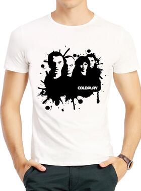 英国摇滚酷玩乐队T恤白色圆领短袖印花衣服男女 Coldplay T-shirt