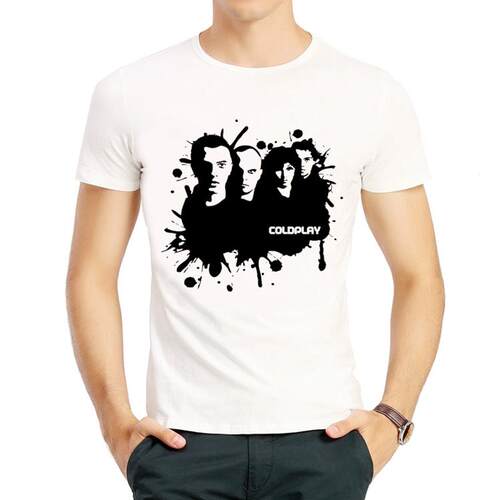 英国摇滚酷玩乐队T恤白色圆领短袖印花衣服男女 Coldplay T-shirt