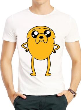 探险活宝T恤衫圆领春夏白色短袖儿童衣服 Adventure Time T-shirt