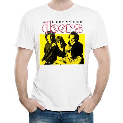大门乐队T恤衫白色欧美风短袖夏季流行衣服男女The Doors T-shirt