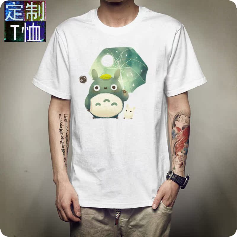 卡通动漫宫崎骏龙猫男士T恤夏季新款时髦短袖男女情侣款T恤衫