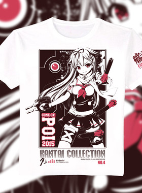 舰队collection夕立/poi动漫白色T恤全棉奶丝短袖衣服