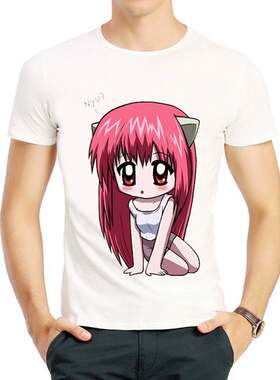 动漫妖精的旋律T恤白色短袖卡通复古衣服男女 Elfen Lied T-shirt