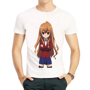 龙与虎T恤衫 日漫印花短袖打底白色春季衣服男女Toradora T-shirt
