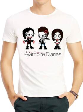 吸血鬼日记T恤衫圆领白色短袖衣服 男女 Vampire Diaries t-shirt