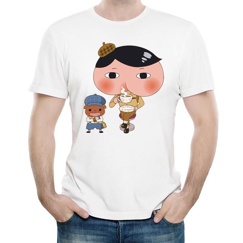 屁屁侦探T恤日漫白色圆领短袖衣服男女 Butt Detective t shirt
