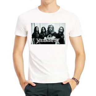 麦格帝斯T恤衫白色春季短袖重金属乐队衣服男女 Megadeth T-shirt