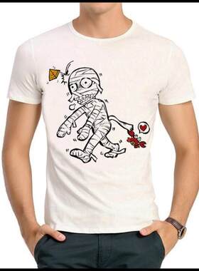 Mummy T-shirt Q版 木乃伊 T恤 欧美潮流T恤 白色 创意木乃伊 T恤