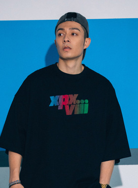 XPX 周柏豪 BRUSH LIKE EMBROIDERY 牙擦绣花彩色字母印花短袖T恤