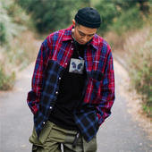 周柏豪 OVERSHIRT TWO XPX TONE PATCHED 两色拼接格仔衬衫