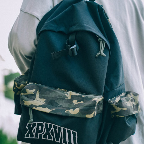 XPX 周柏豪 拼接迷彩图案双肩书包