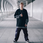 周柏豪 CHECKED SLEEVES XPX 拼接长袖 T恤