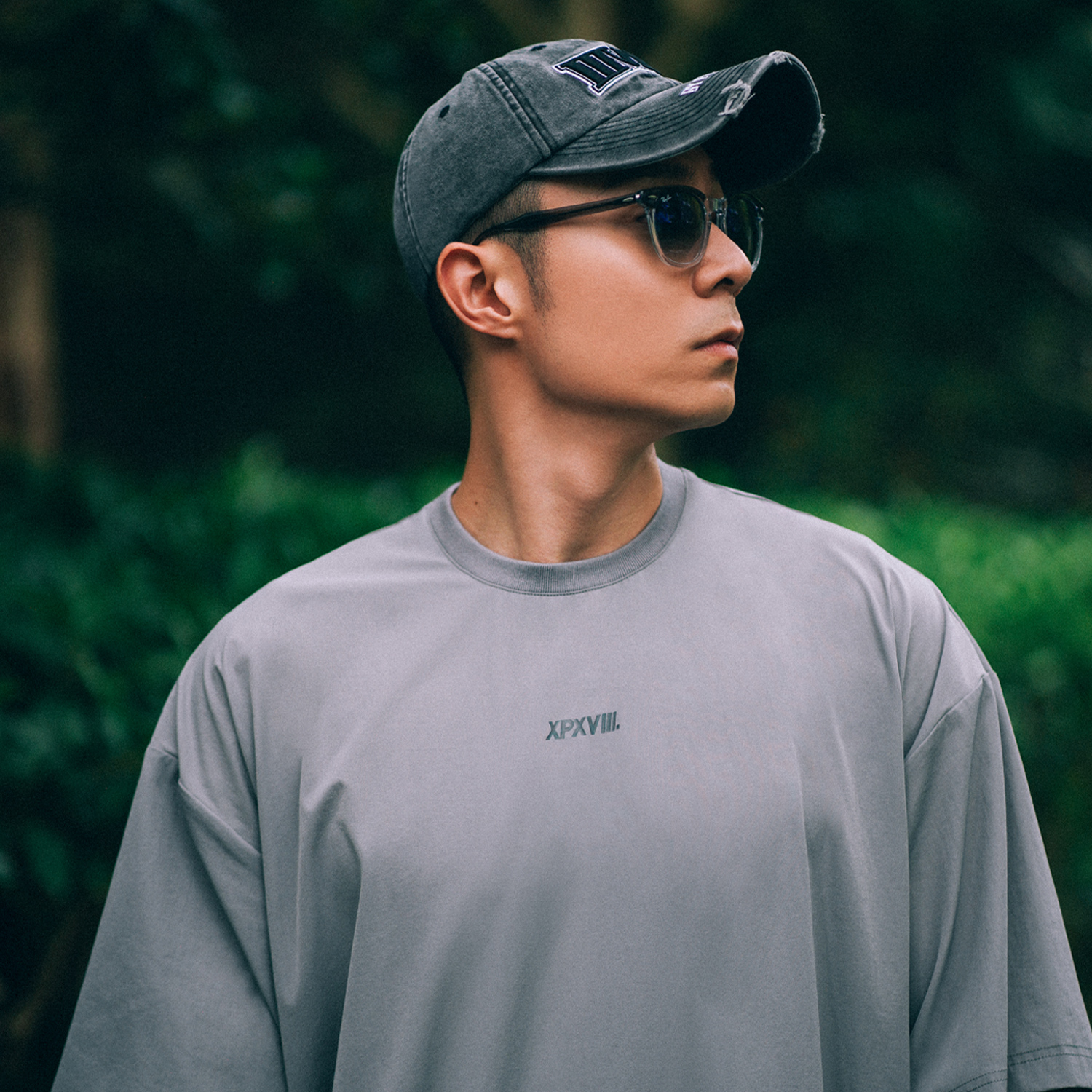 XPX 周柏豪 轻薄面料侧口袋简约设计短袖T恤