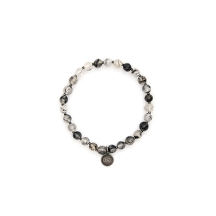 XPX 周柏豪 黑发晶超七水晶不锈钢手链