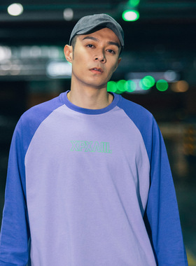XPX 周柏豪 RAGLAN SLEEVES 拼袖字母印花打底长袖T恤