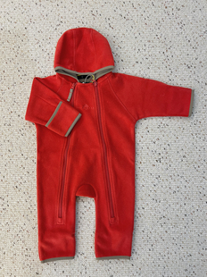 预新款ins丹麦小雨伞连体外出服摇粒绒红色周岁过年年服男女宝