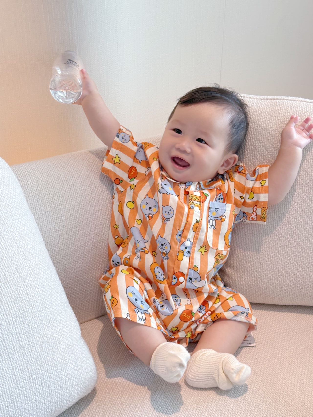 日单可爱短爬宝宝男宝女宝衬衫爬服纯棉梭织酷儿米奇爬服哈衣