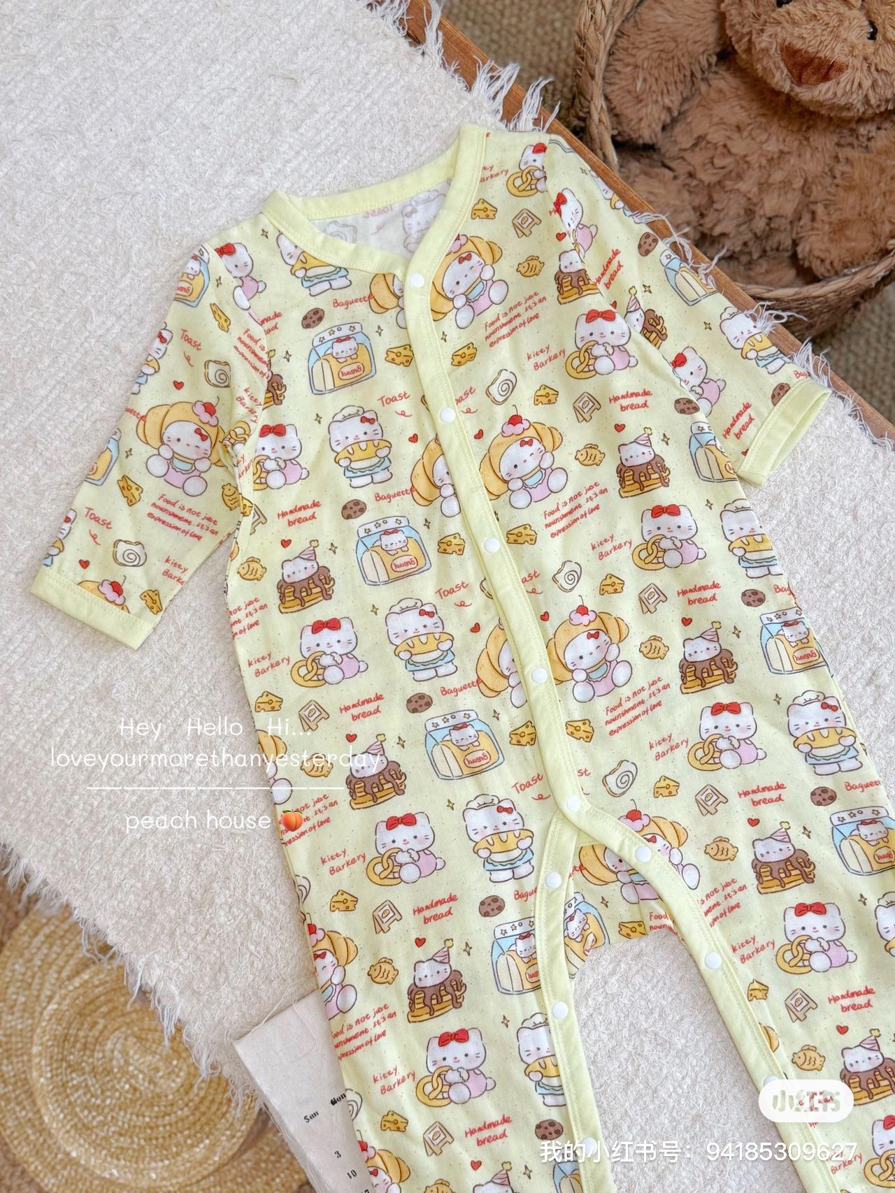 竹纤维宝宝前开扣长爬婴幼儿爬服连体衣男宝女宝可爱kitty小新