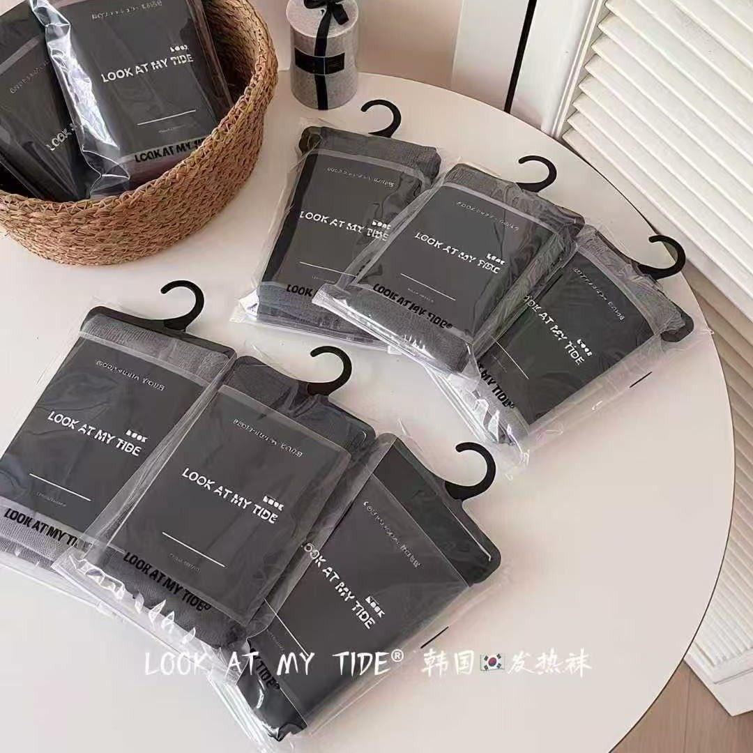 韩国6602发热袜2.0螺纹棉竖条微压瘦腿袜200克高腰加厚显瘦打底