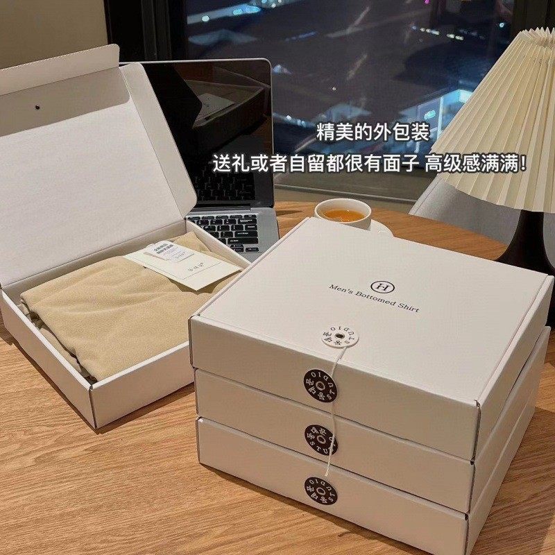 东大门男士打底衫3.0新款秋冬韩版半高领加厚磨毛内搭保暖T恤