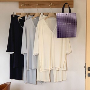 蕾丝V领高级感气质家居服舒适慵懒可外穿 1172免穿bra女士睡衣春季