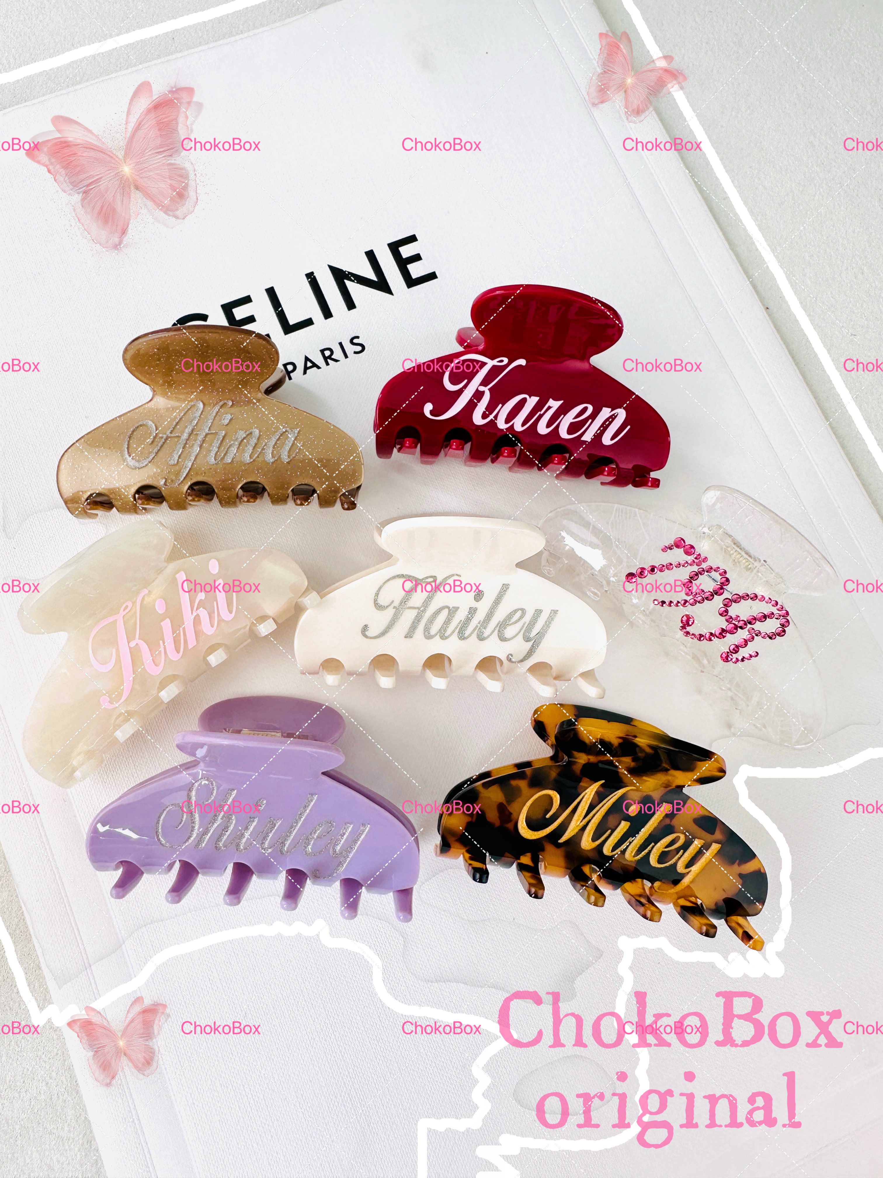 ChokoBox原创定制名字鲨鱼夹中短发女生抓夹 彩绘手工定制礼物