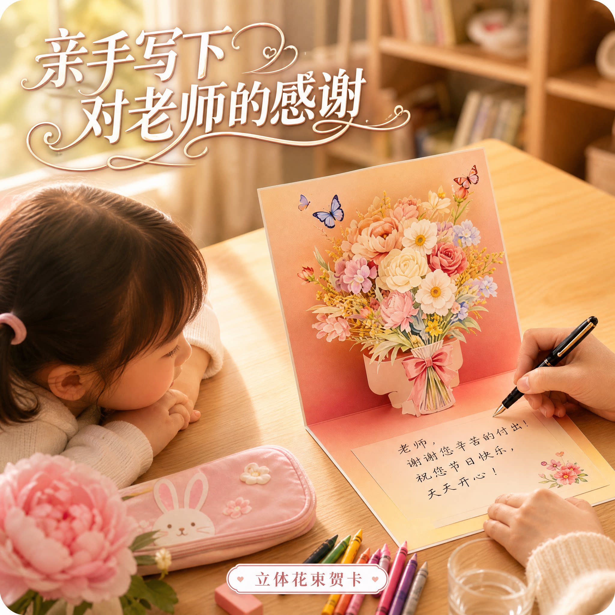 教师节礼物2026新款送女老师幼儿园3d创意立体贺卡片高级感小礼品