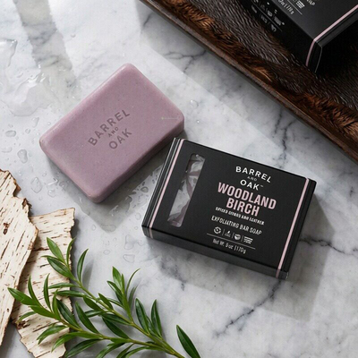 Barrel & Oak 男士去角质皂 深层清洁毛孔 森林桦木香 耐用不紧绷