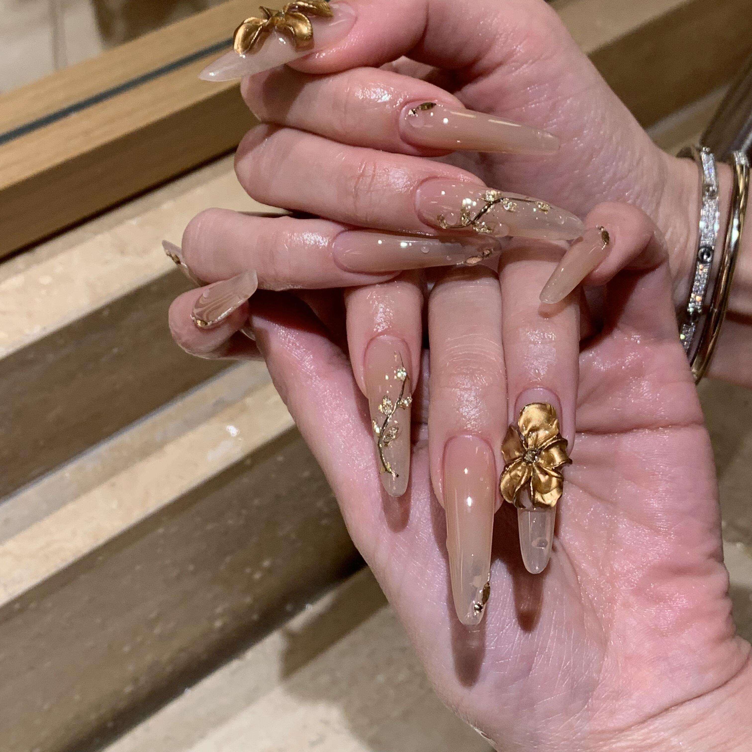 手工定制穿戴美甲长款新年战甲裸色秀禾金花婚甲新娘孕妇可拆卸甲,彩妆/香水/美妆工具,穿戴甲/甲片,淘宝优惠券,粉丝福利购,淘宝优惠卷