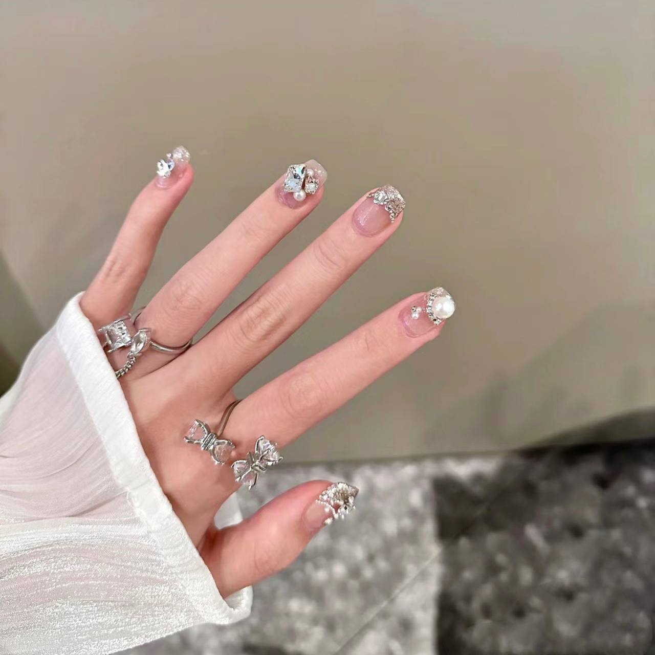 穿戴甲爆闪奢华满钻美甲贴成品
