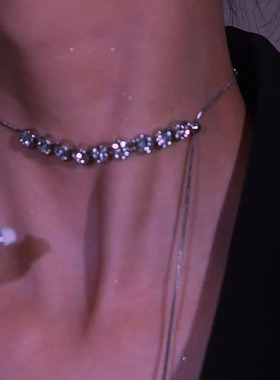 钻款项链可调节Y字形锁骨链