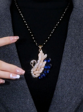 孔雀毛衣链时尚百搭长款项链