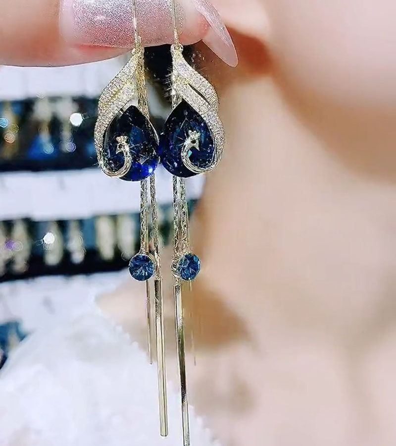 凤舞九天耳线女耳环蓝水晶气质耳坠2023新款爆款网红简约经典耳饰,饰品/流行首饰/时尚饰品新,耳环,淘宝优惠券,粉丝福利购,淘宝优惠卷