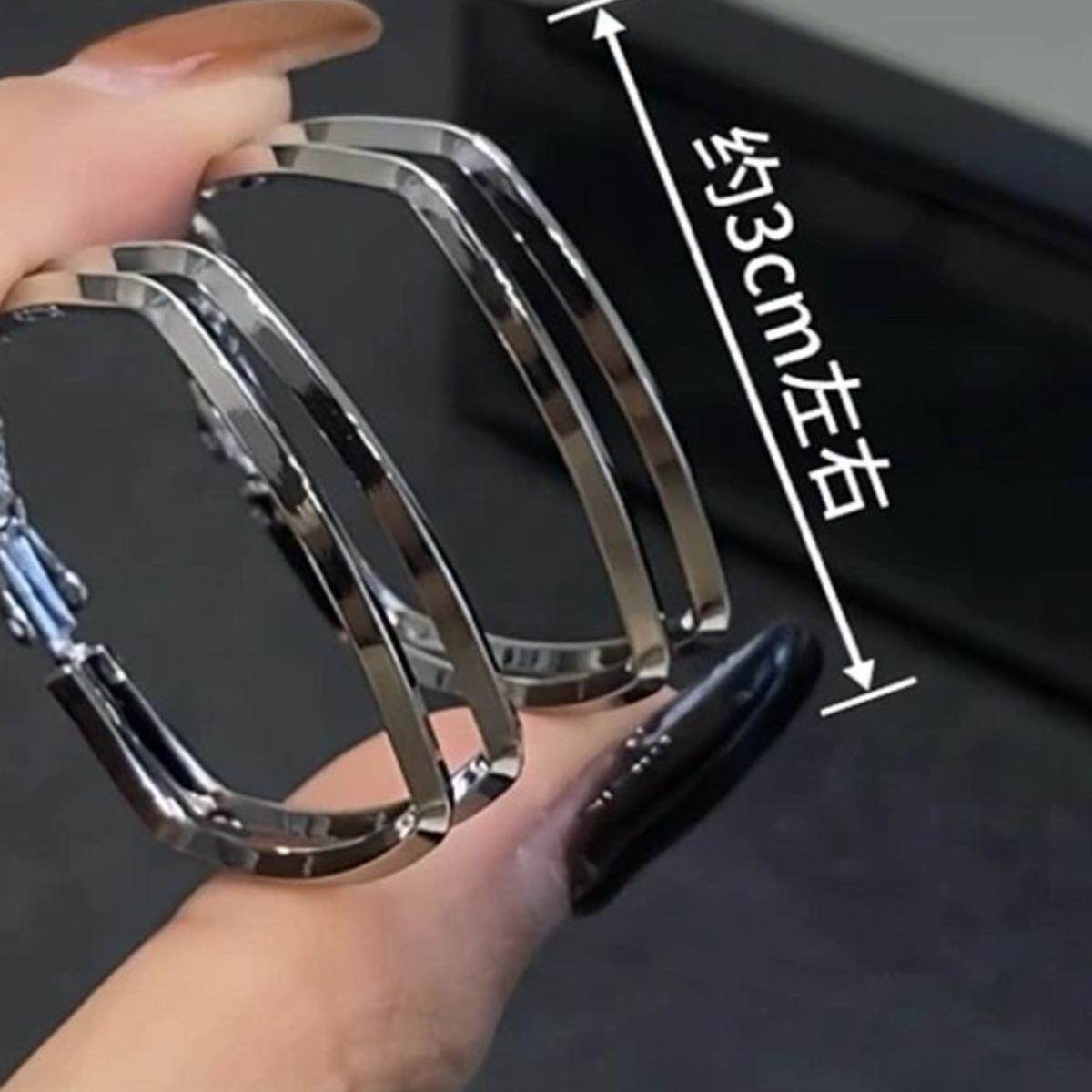 时尚百搭金属几何正方双线耳环